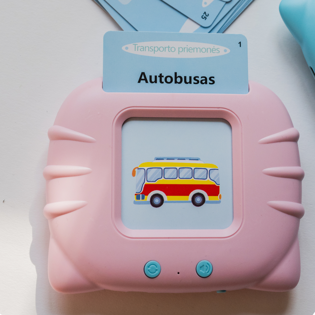 ABĖCĖ kalbančios kortelės pirmiesiems žodžiams (rožinės)